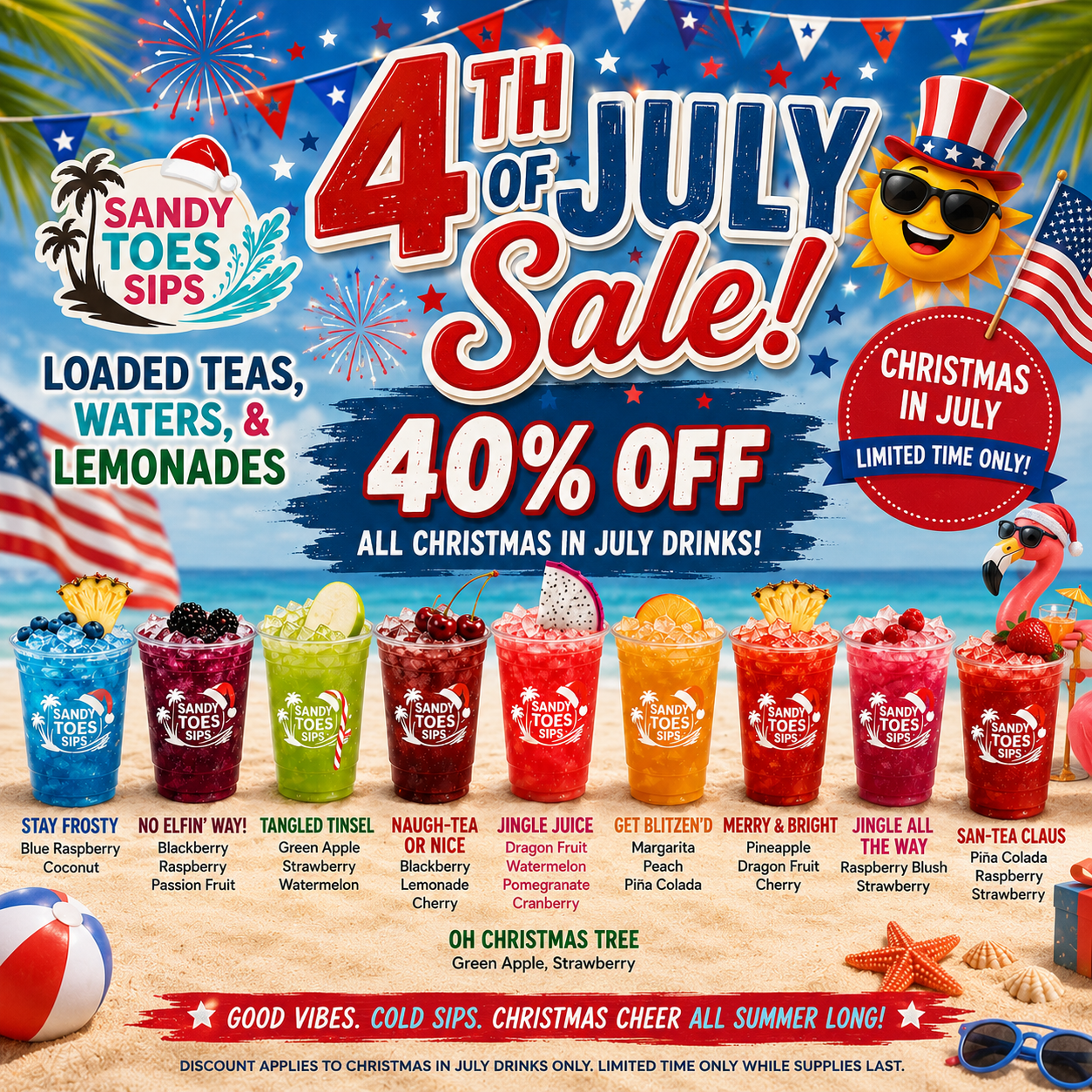 🏝️ SandyToes Sips CHRISTMAS IN JULY